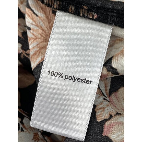 Maurices Wrap Blouse Size XS Floral V Neck Smocked Shoulder Black Tan Bohemian - Picture 6 of 8